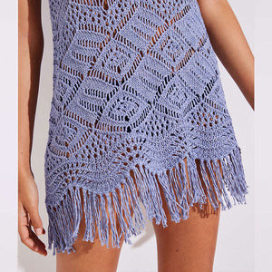 Beach Fringe Crochet Tunic Sweater #Sleeveless #Round Neck SA-BLL38514 Sexy Swimwear and Cover-Ups & Beach Dresses by Sexy Affordable Clothing