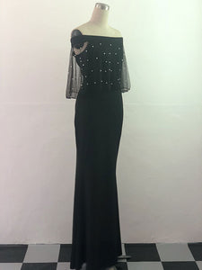 Off Shoulder Black Beaded Evening Dress #Off Shoulder #Beaded #Mermaid SA-BLL51442 Fashion Dresses and Evening Dress by Sexy Affordable Clothing