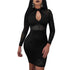 Sexy Women Long Sleeve Lace Hollow Out Clubwear #Black #Long Sleeves