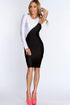 Black White Two Tone Long Sleeve Sexy Bodycon Dress