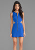 Retro Cutout Dress in Blue