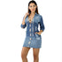 Sexy Slim Holes Made of Old Denim Bandage Dress #Denim #Holes