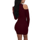 Party Long Sleeve Warm Stretch Bodycon Dresses #V Neck #Mini SA-BLL2178-1 Fashion Dresses and Mini Dresses by Sexy Affordable Clothing