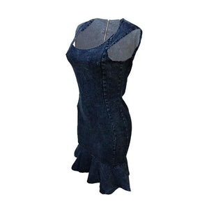 Back Zipper Sexy Denim Party Dress With Fishtail #Zipper #Denim #Fishtail SA-BLL362069 Fashion Dresses and Midi Dress by Sexy Affordable Clothing