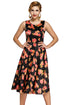 Black Digital Floral Vintage Swing Dress