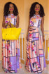 Fashion Printed Pattern Round Neck Sleeveless Maxi Dresses Set