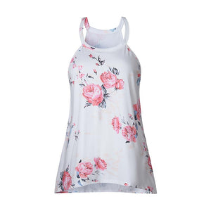 Ladies Floral Pattern Sleeveless Tee Shirt Vest Summer Beach #Printed SA-BLL402-2 Women's Clothes and Women's T-Shirts by Sexy Affordable Clothing