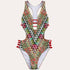 Plunge Printed Racer Back Swimwear
