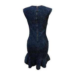 Back Zipper Sexy Denim Party Dress With Fishtail #Zipper #Denim #Fishtail SA-BLL362069 Fashion Dresses and Midi Dress by Sexy Affordable Clothing