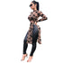 Printed High Collar Side Slit Dress