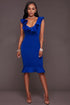 Frida Royal-Blue Ruffle Ponti Midi Dress