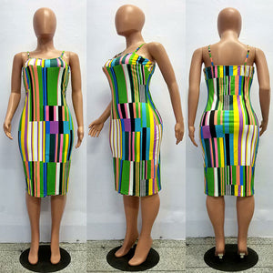 Multicolor Printed Straps Dress #Printed #Straps SA-BLL36236 Fashion Dresses and Midi Dress by Sexy Affordable Clothing