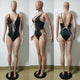 Chic Lace-up Polyester One-piece Swimwear #Black #V-Neck #One Piece #Lace-Up SA-BLL8059-1 Sexy Lingerie and Teddys by Sexy Affordable Clothing