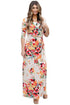 Apricot Floral Print Wrapped Long Boho Dress