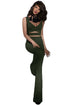 Army Green Cross Front Crop Top and Pocket Pant Set