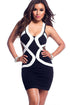 Bandage Front Racer Back Black Bodycon Dress
