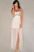 Beige Sexy Cutout Strapless Chiffon Evening Dress