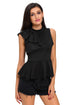 Black Asymmetric Ruffle Side Peplum Top