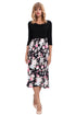 Black Bodice Floral Bottom Boho Dress