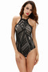 Black Boho Lace Bodysuit with Halter Neck
