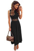Black Caged Waist Fit and Flare Maxi Dress