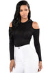 Black Cold Shoulder Formfitting Bodysuit