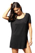 Black Cozy Short Sleeves T-shirt Cover-up