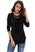 Black Crochet Front Long Sleeve Top