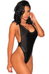 Black Cross Back Studded High Cut Bodysuit
