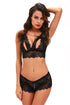 Black Crotchless Bralette Booty Short Lingerie Set