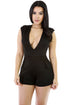 Black Deep V Neck Romper Outfit