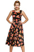 Black Digital Floral Vintage Swing Dress