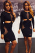 Black Geometric Black Stretch Mesh Club Dress