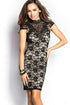 Black High Neck Open Back Lace Vintage Dress