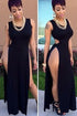 Black High Side Slits Cutout Maxi Dress