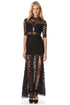 Black High Slit V Back Lace over Maxi Dress