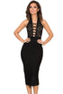 Black Lace Bandage Backless Dress