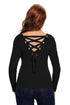 Black Lace Up Back Detail Sweater