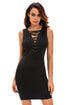 Black Lace Up Sleeveless Dress
