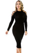 Black Netty Cold Should Rib Knit Midi Dress
