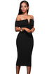 Black Off-the-shoulder Midi Dress