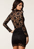 Black Scalloped V Neck Lace Vintage Dress