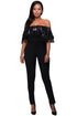 Black Sequin Ruffle Top Jumpsuit