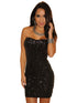 Black Sequined Strapless Mini Dress
