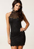 Black Sexy Party Halter Neck Lace Vintage Dress