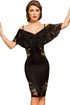 Black Sexy V Neck Off Shoulder Lace Dress