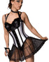 Black Sheer Lace Skirt Attached Underbust Corset