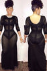 Black Sheer Maxi Club Dress with Shadow