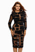 Black Sheer Mesh Patchwork Long Sleeve Dress