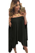 Black Strapless Asymmetric Drape Club Dress